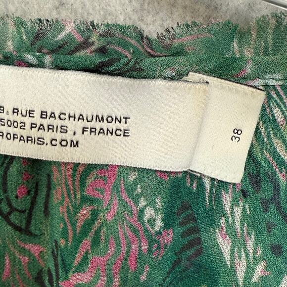 IRO Paris Date Top Blouse Size 38 Babydoll Ruffle Flutter Sleeve Semi Sheer Boho - Picture 7 of 16